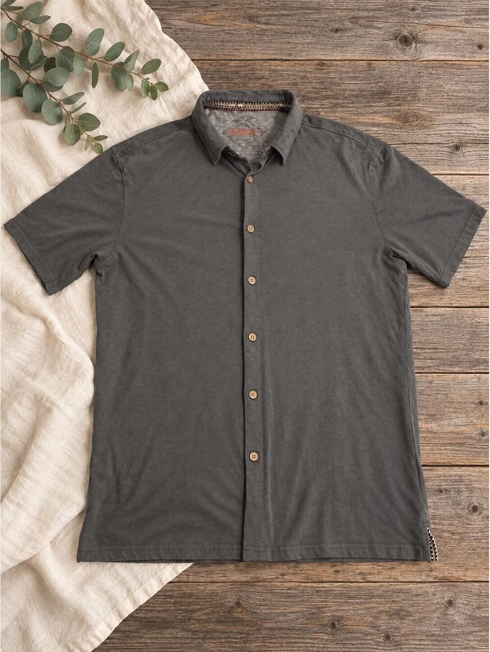 Weatherproof Men's Gray Short Sleeve Button-Up Shirt Large